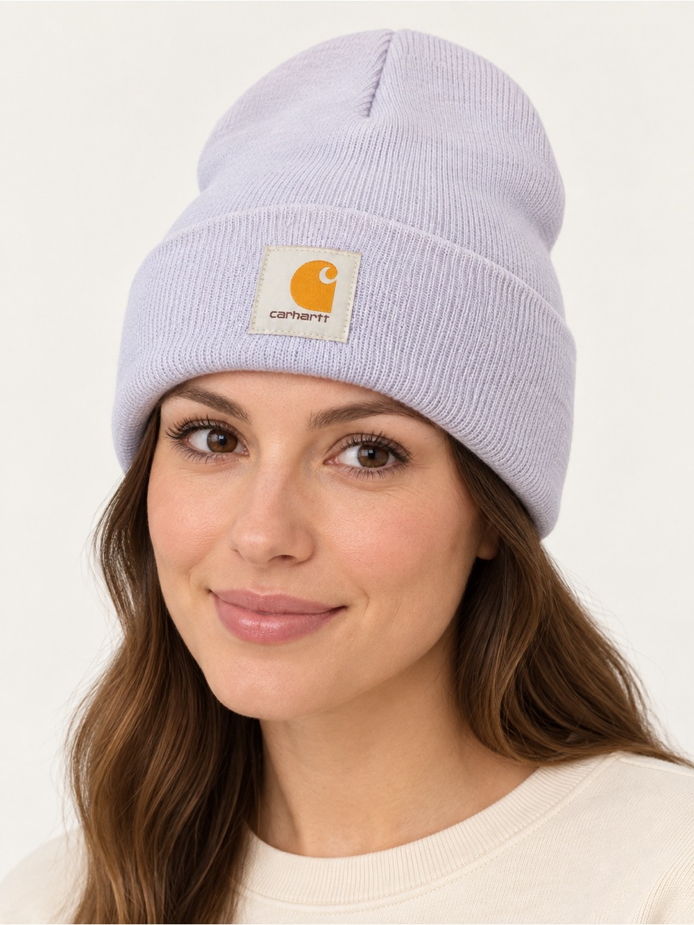 Carhartt A18 Soft Lavender Knit Cuffed Beanie Hat One Size Unisex Logo Patch